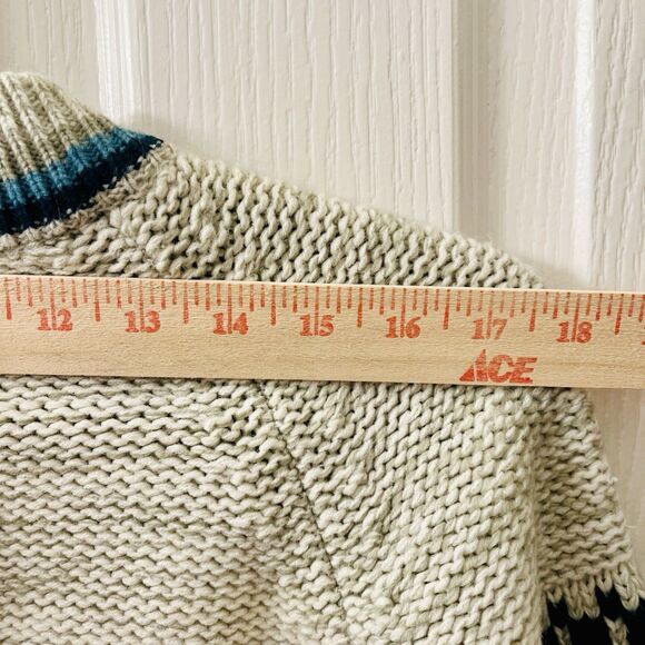 Vtg Gottschalks Men’s Large Cream Blue Sweater Thunderbird Ski Aztec Southwest - Picture 7 of 9